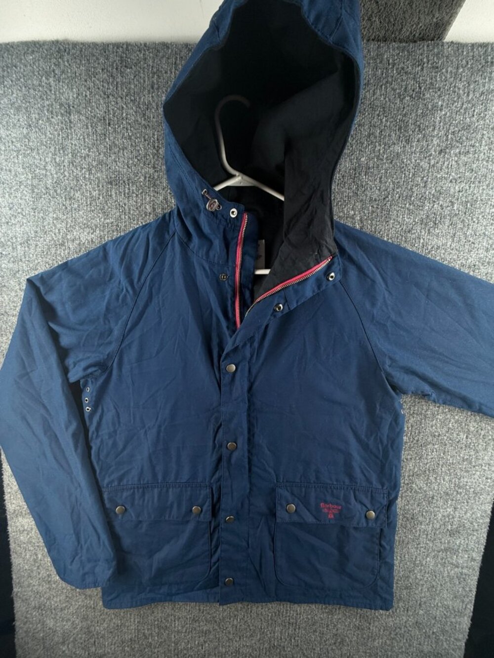 Barbour Beacon Pass Waxed Jacket Women Zip Vibrant Blue Hooded Medium Lined